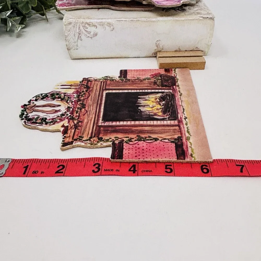 Vintage Wooden Paper Dolls Victorian Dress Up & Fireplace Lot Cottagecore